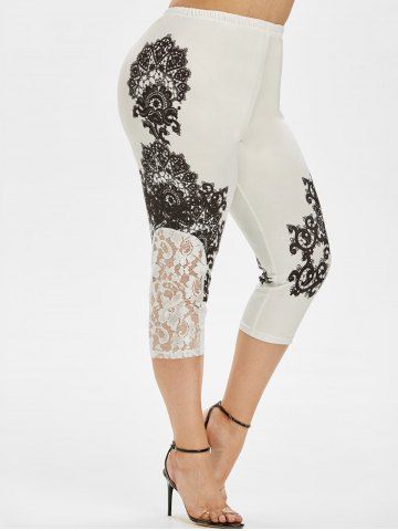 Charming Infinity-Plus Size Leggings with Lace Panel Design 