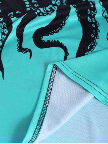 

Short Sleeve Octopus Print Casual T-shirt, Green