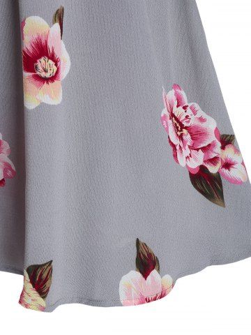 

Off The Shoulder Floral Printed A Line Dress, Dark gray