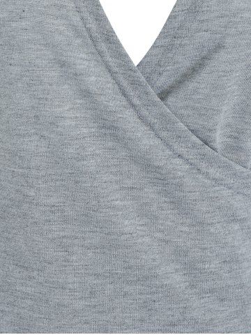 

Solid V Neck Wrap T-shirt, Gray cloud