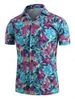 Palm Leaves Print Camp Collar Button Up Shirt -  