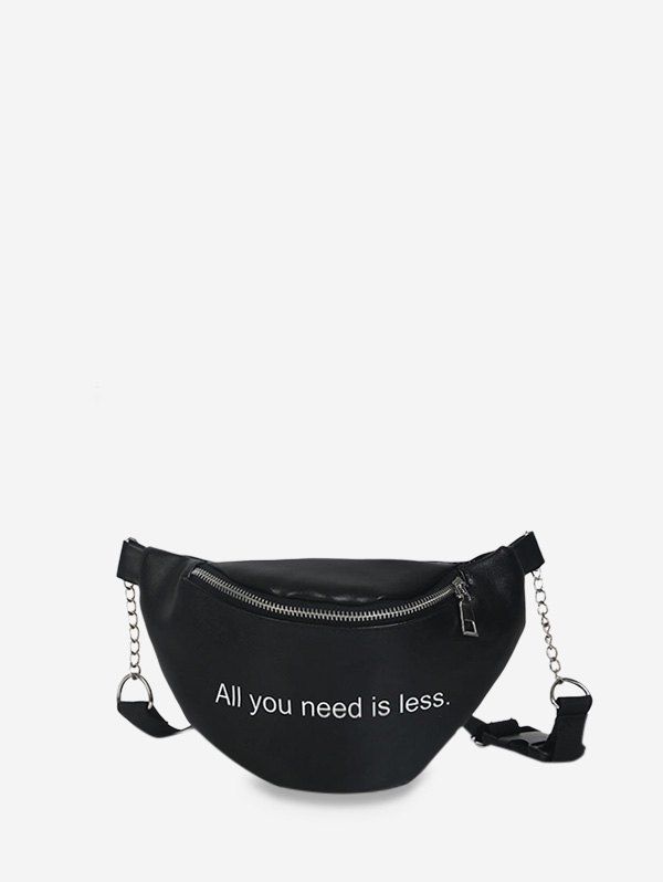 

Letter Print PU Crossbody Bag, Black