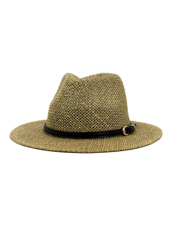 

Straw Jazz Hat With Leather Belt, Black