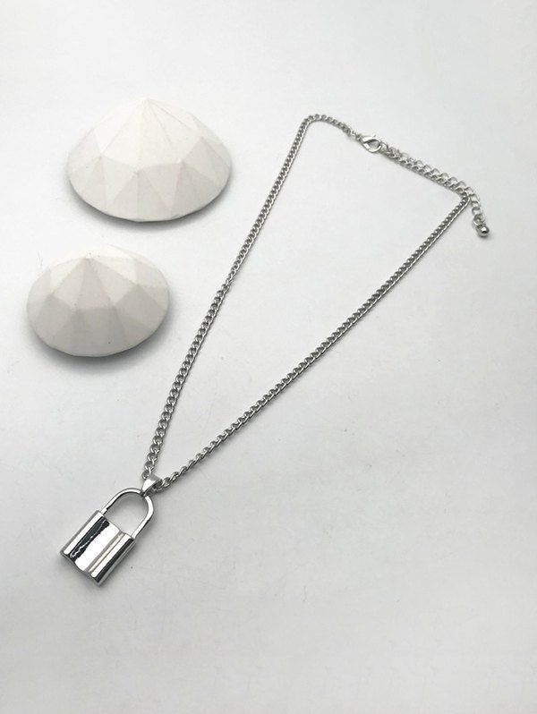 

Alloy Lock Pendant Necklace, Silver