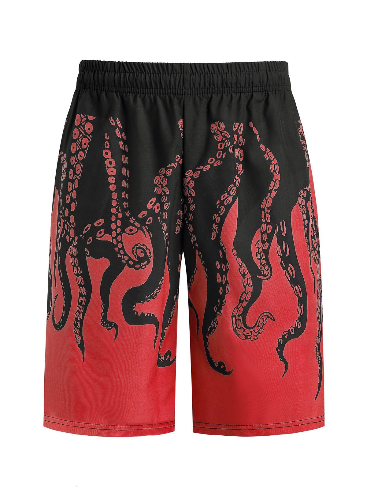 

Casual Octopus Print Shorts, Red