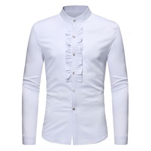 

Ruffle Embellished Long Sleeve Shirt, White