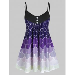 

Plus Size Button Scale Print Slip Tank Top, Purple iris