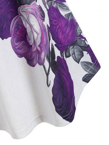 

Plus Size Floral Print Swing T Shirt, Purple