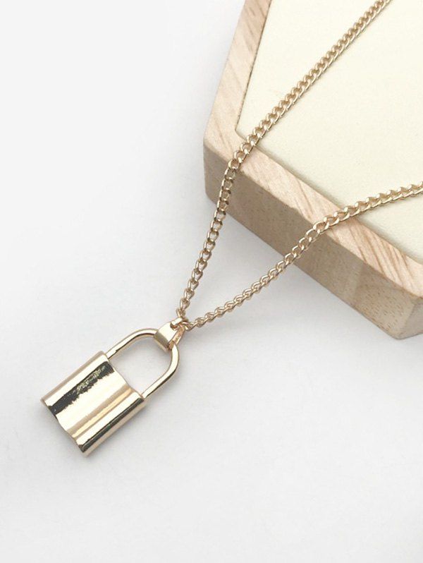 

Alloy Lock Punk Pendant Necklace, Golden