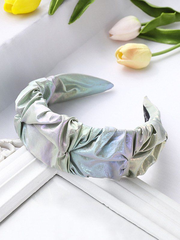 

Lustrous Crepe Fabric Wide Hairband, Light green