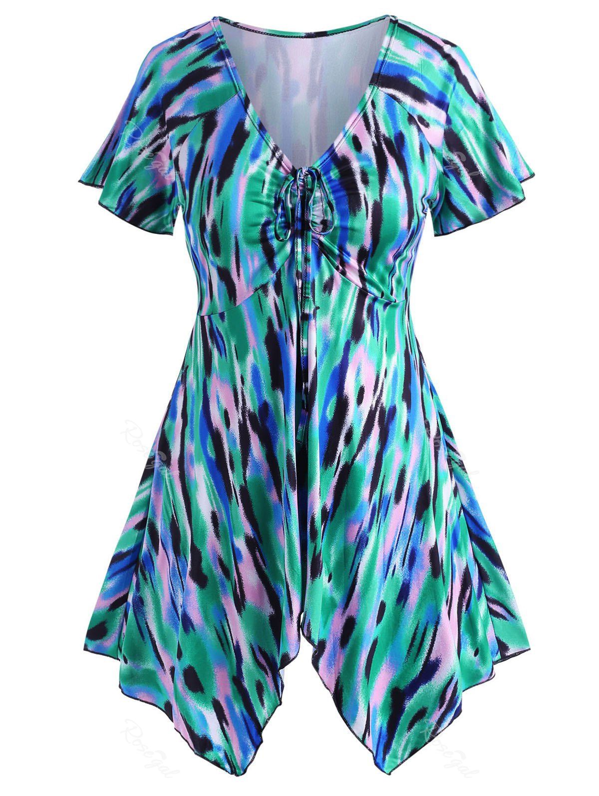 

Plus Size Handkerchief Tie Dye T Shirt, Green
