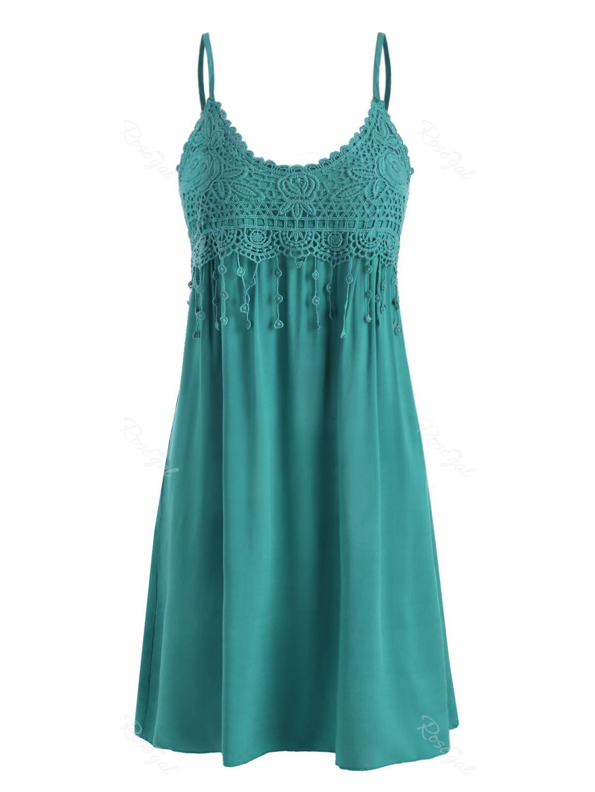 Online Crochet Lace Panel Cami Mini Dress  