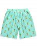 Pineapple Print Drawstring Casual Shorts -  