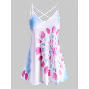 

Criss Cross Tie Dye Plus Size Cami Top, White