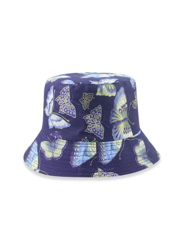 

Butterfly Print Sunproof Cotton Bucket Hat, Deep blue