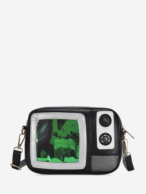 

Laser Panel Small Television Crossbody Bag, Black