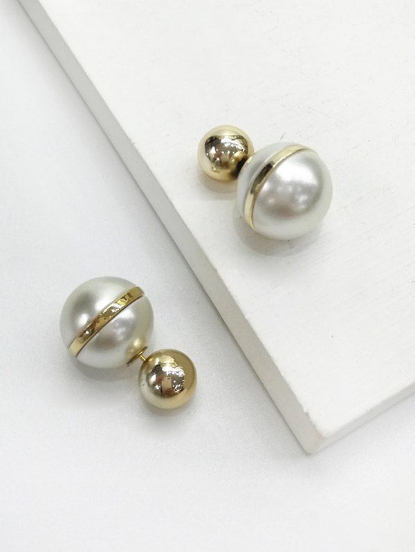 

Faux Pearl Beaded Jacket Earrings, White