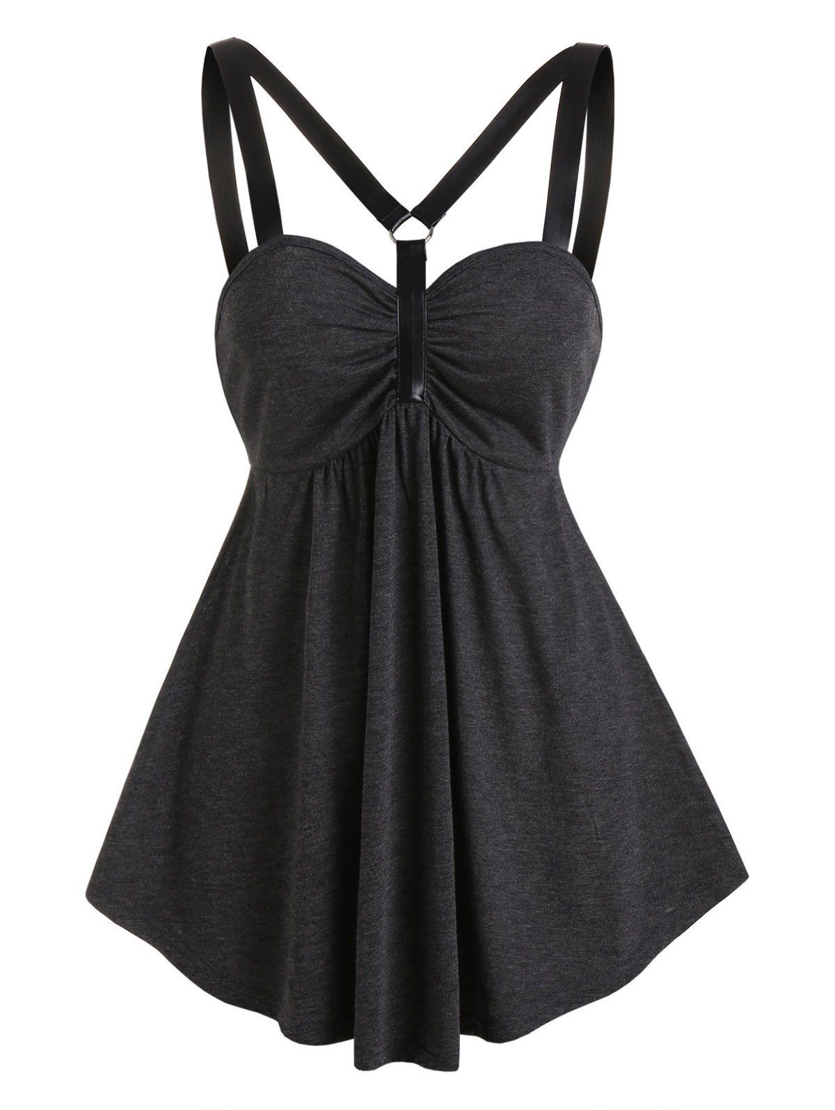 

Heathered Harness Insert Gothic Tank Top, Dark gray