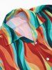Colored Flame Print Notched Collar Shirt -  