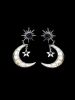 Rhinestone Sun Moon Star Shape Drop Earrings -  