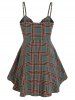 Plus Size Plaid Bowknot Backless Tunic Cami Top -  