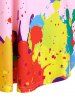 Plus Size Splatter Paint Crisscross Ruched Tunic Tank Top -  