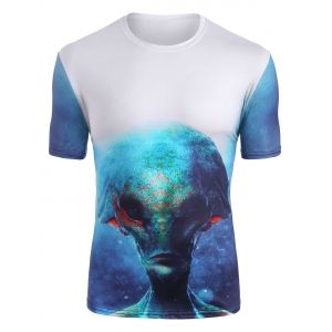 

Abstract Alien Graphic Crew Neck Casual T Shirt, Multi