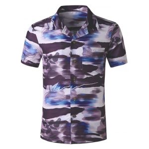 

Pocket Patch Print Casual Beach Shirt, Multi a