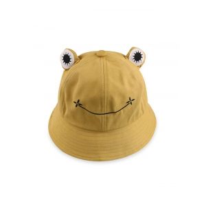 

Cute Frog Casual Bucket Hat, Deep yellow