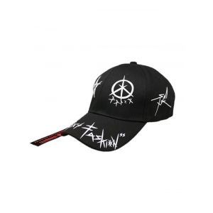 

Star Grafitti Print Adjustable Baseball Cap, Black