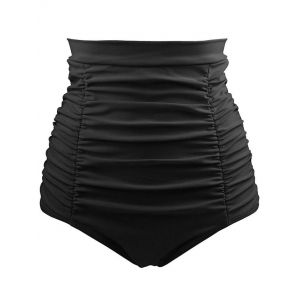 

Ruched Front High Rise Bikini Bottom, Black