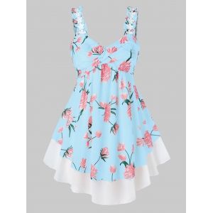 

Plus Size Front Twist Floral Tank Top, Robin egg blue