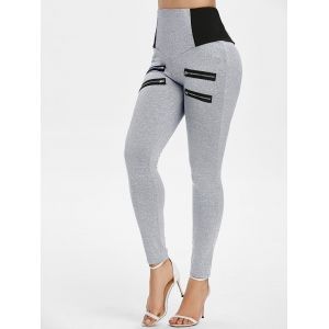 

Zip Accent High Waist Heathered Leggings, Gray goose