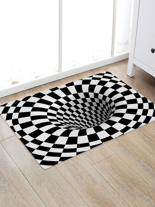 3D Plaid Hole Pattern Water Absorption Area Rug [34% OFF] | Rosegal