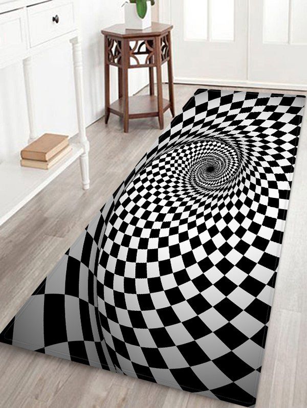 

3D Plaid Vortex Pattern Water Absorption Area Rug, Multi