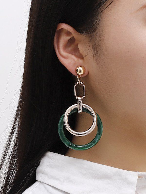 

Double Circular Drop Earrings, Golden