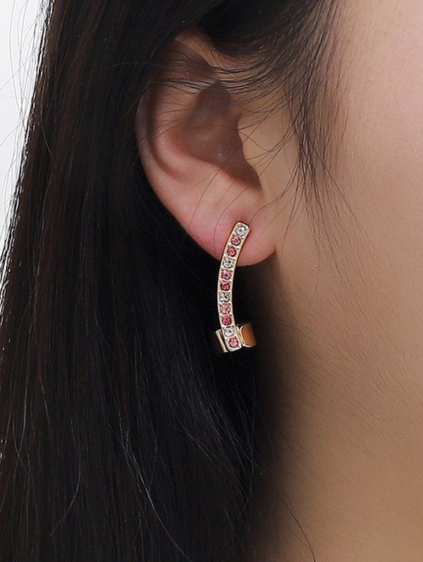 

Arc Mixing Color Rhinestone Earrings, Golden