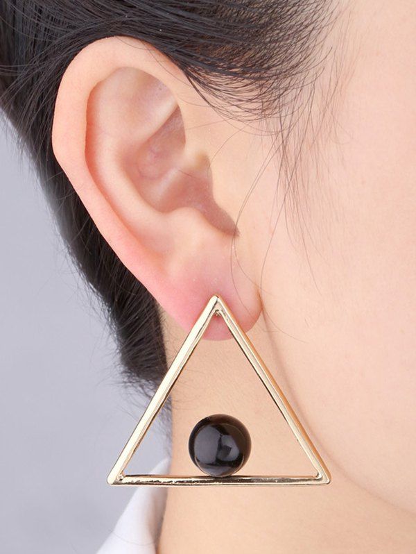 

Triangular Faux Pearl Stud Earrings, Golden