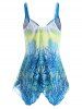 Plus Size Tree Print Twisted Bikini Swimsuits with Handkerchief Cover Up Top -  