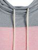 Plus Size Two Tone Cowl Neck Drawstring Sweatshirt -  