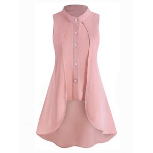 

Plus Size Sleeveless High Low Overlay Blouse, Pink