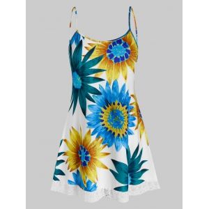 

Plus Size Sunflower Print Swing Cami Top, White