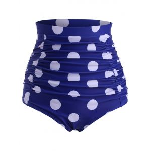 

Polka Dot Ruched High Rise Bikini Bottom, Blue