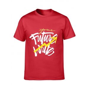 

Letter Graphic Print Basic T Shirt, Red