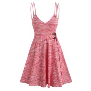 

Space Dye Button A Line Spaghetti Strap Dress, Pink rose