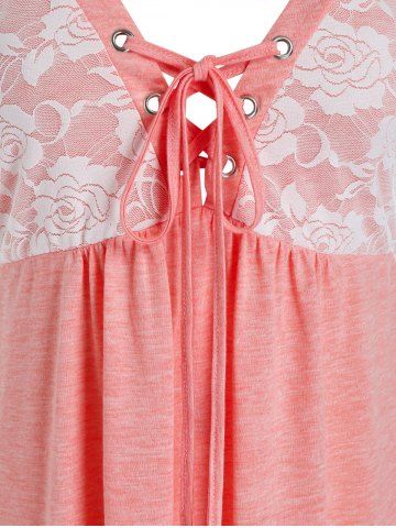 

Plus Size High Waist Lace Up Tank Top, Pig pink