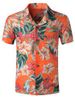 Wildflower Leaf Print Pocket Hawaii Short Sleeve Shirt -  