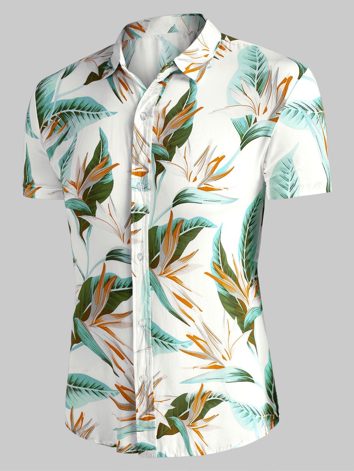 

Flower Print Short Sleeve Hawaii Shirt, White