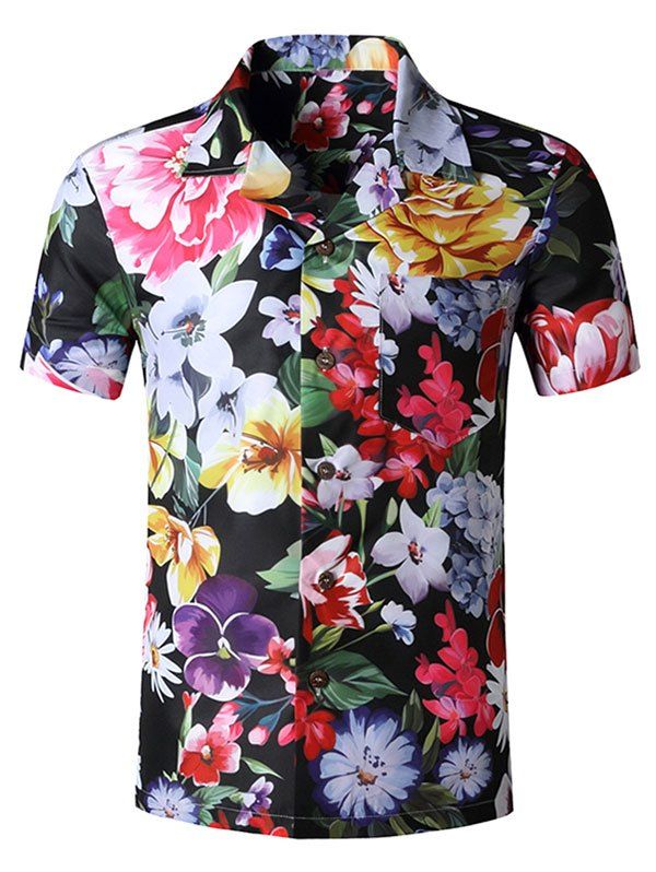 

Wildflower Print Pocket Hawaii Short Sleeve Shirt, Multi