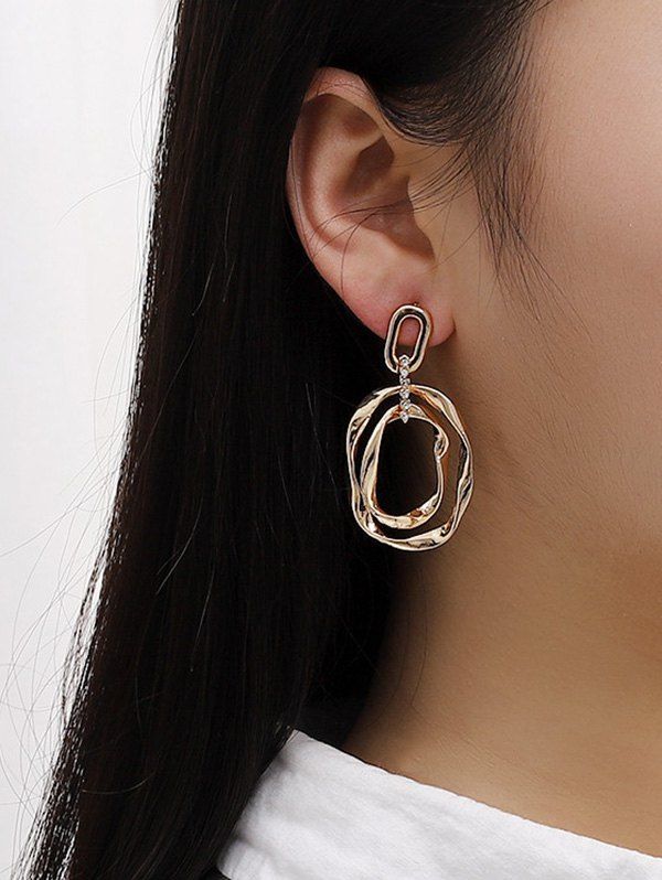 

Irregular Oval Hollow Alloy Earrings, Golden